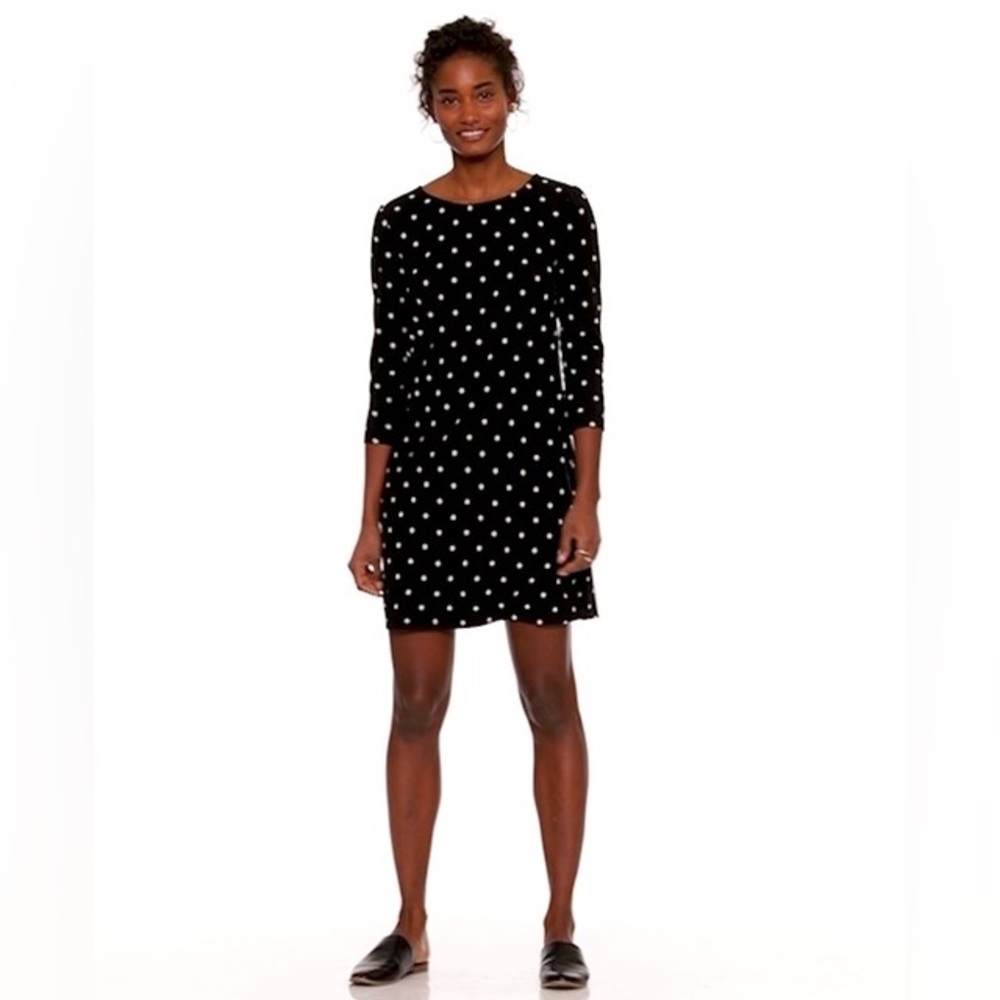 NWOT Ponte-Knit Polka Dot Swing Dress 3/4 Length Sleeves